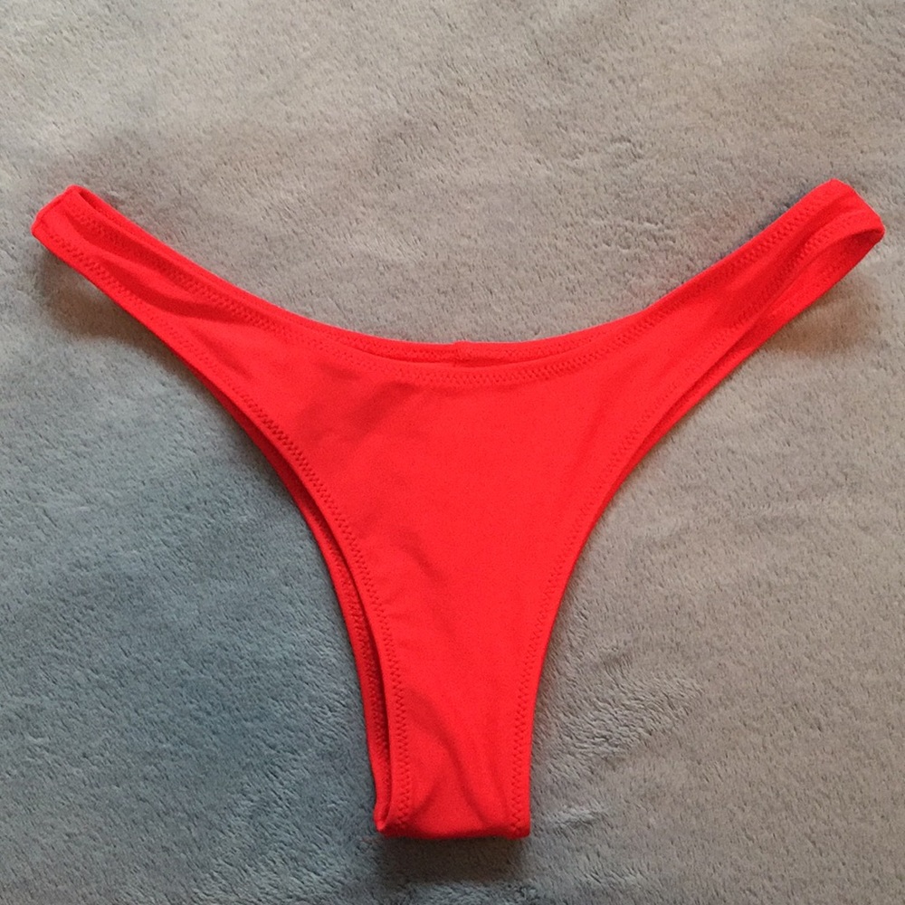 Red high rise bikini bottoms